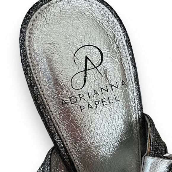 Adrianna Papell 10 silver slate sparkle formal strappy heels platform evening - Picture 9 of 13